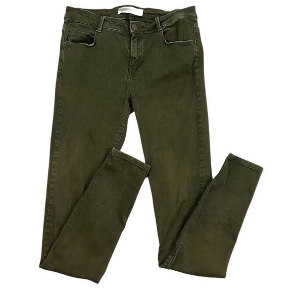 Zara Trafaluc Mid Rise Army Green Skinny Jeans Womens Size 4 - Picture 1 of 13
